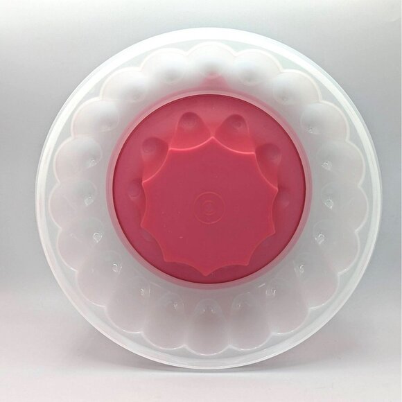 Vintage Tupperware Jello Mold with Lid & Mold Insert #1201-5 Red 1970s - Picture 2 of 3